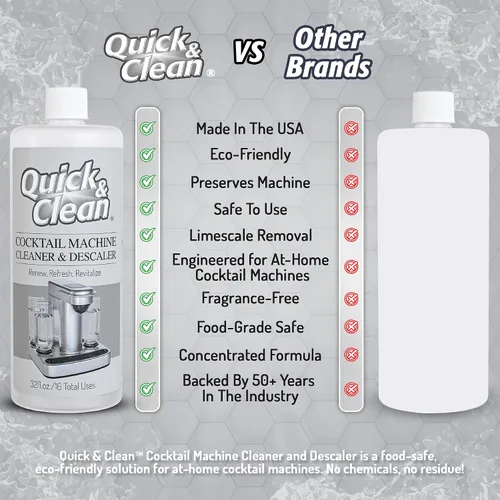 Vista 7 de Quick & Clean Limpiador y descalcificador de máquinas de cócteles - Fabricado en los Estados Unidos - Limpiador y descalcificador para máquinas