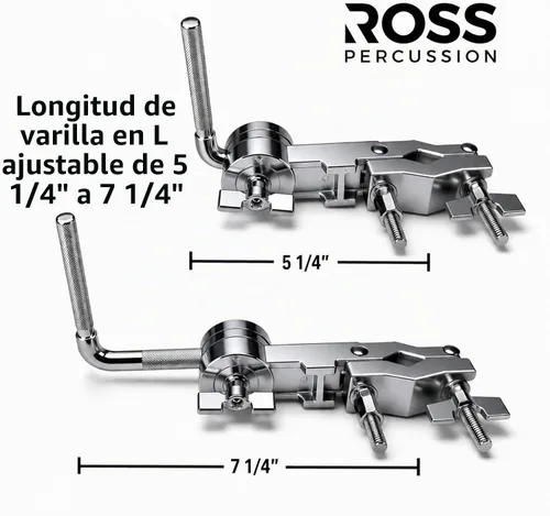 Vista 2 de ROSS Percussion - Abrazadera universal de montaje para cencerro con barra en L ajustable