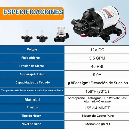 Vista 6 de YOUNGTREE - Bomba de agua de 12 V, bomba de diafragma de presión de agua de White1