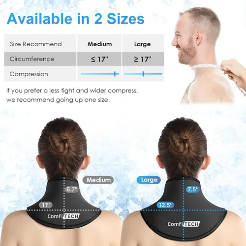 Vista 5 de ComfiTECH Gel de Compresa de Hielo para Cuello, Almohadilla de Enfriamiento para Cervical y Hombro, Mediano, 1 Paquete Flexible after Frozen, Soft