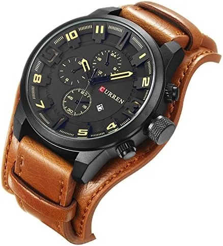 Vista 6 de CURREN Reloj de pulsera deportivo impermeable con correa de cuero para hombre 8225, Classic