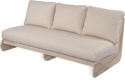 Vista 5 de Christopher Knight Home sofá de 3 plazas de madera de acacia Poppy para exteriores con cojín, sofá de patio de madera con cojín, cómodo sofá sin