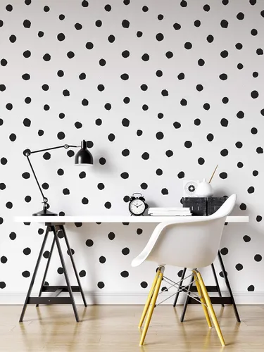 Vista 6 de Circle Polka Dots Pattern Peel and Stick Wallpaper Removable Wall Mural #6206 (108in Tall X 48in Wide, White Polka Dots)