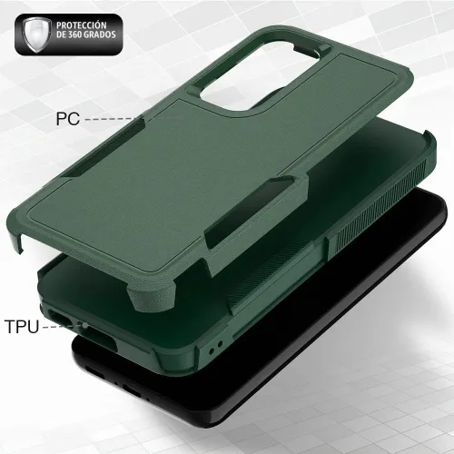 Vista 4 de Funda para Samsung Galaxy S23: funda protectora de doble capa resistente para teléfono celular, a prueba de golpes, con protector de pantalla Verde
