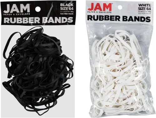 Vista 11 de JAM PAPER Bandas de goma coloridas, tamaño 33, bandas elásticas blancas, 100/paquete Blanco