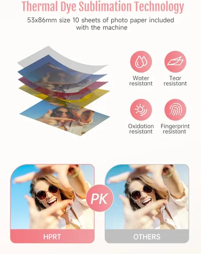 Vista 4 de HPRT CP2100 Impresora fotográfica portátil para iPhone, impresora de imágenes inalámbrica para smartphone, impresora de fotos móviles de 2 x 3