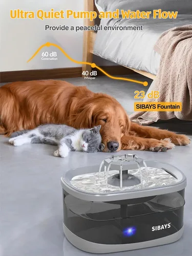 Vista 5 de SIBAYS Fuente de agua para perros grandes, 3 modos de flujo, fuente de agua grande para gatos, dispensador automático de agua para perros con filtro