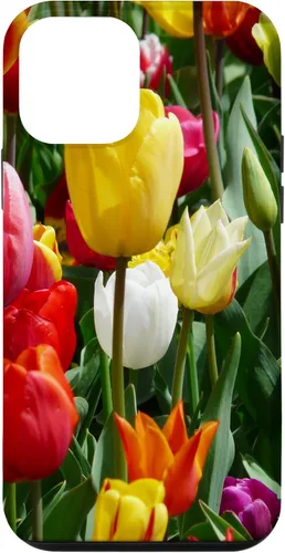 Vista 16 de Funda botánica para iPhone 17 con flores coloridas y tulipanes para amantes de las plantas