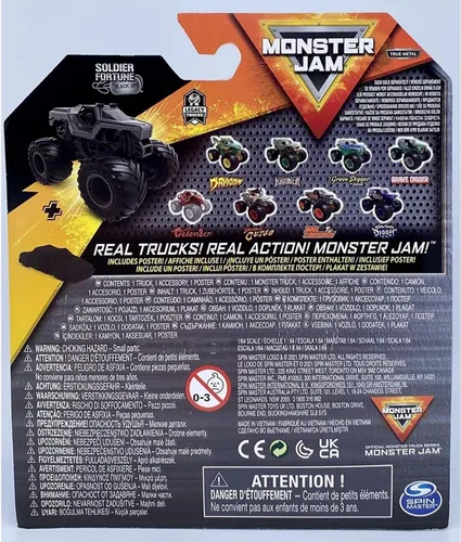 Vista 5 de Monster Jam Serie 24 Soldier Fortune Black Op Camión a escala 1:64 con regalo adicional