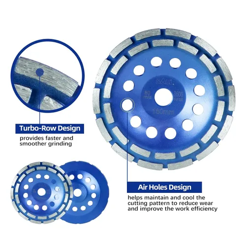 Vista 3 de SALI Muelas abrasivas de hormigón de 7 pulgadas 28 segmentos de diamante Turbo 5/8-11 Arbor Diamond Muela abrasiva apta para pintura, epoxi