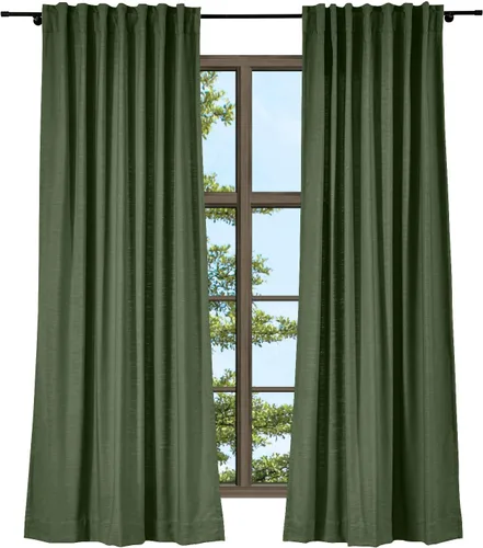 Vista 17 de TWOPAGES Cortina de lino beige sólido de algodón con pestaña trasera, elegante cortina natural para cocina (1 panel, 50 x 63 pulgadas)