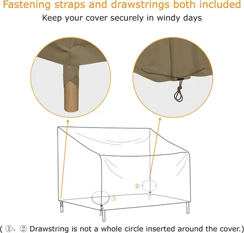 Vista 6 de SunPatio Fundas impermeables para sofá de patio, fundas resistentes para muebles de exterior, fundas de sofá biplaza con ventilación de aire/correas