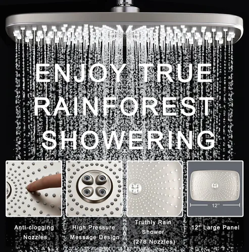 Vista 2 de Rain Shower Head with Handheld Showerhead, Nickel 1.75GPM 460311 Níquel