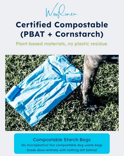 Vista 6 de Wooflinen Home Bolsas compostables para excrementos de perro – Rollos de bolsas para excrementos de perro a prueba de fugas – Grandes 9 x 13