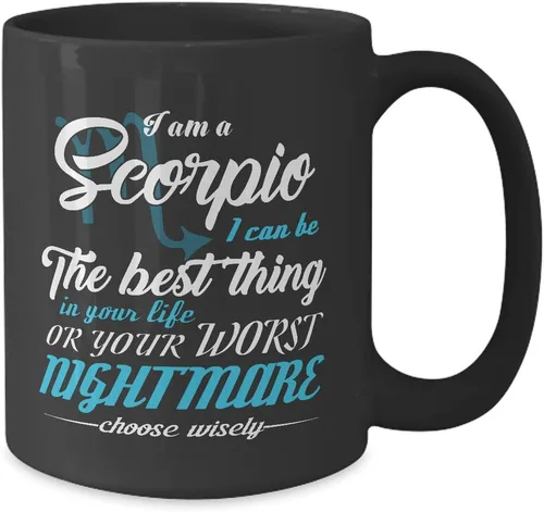 Vista 2 de Taza de Scorpio Best Thing Or Worst Nightmare – 11 oz de café negro, taza de té, horóscopo del zodiaco