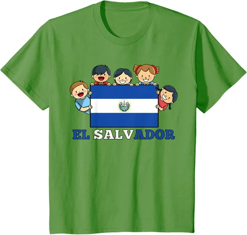 Vista 55 de Camiseta salvadoreña del Mes de la Herencia Hispana con la bandera de El Salvador para niños, Negro