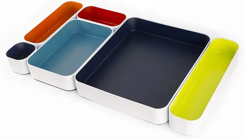 Vista 12 de Organizador de cajones Seattle Three by Three Deep 2" food-safe colorful metal bins; soft non-scratch base; kitchen, vanity, bathroom & office