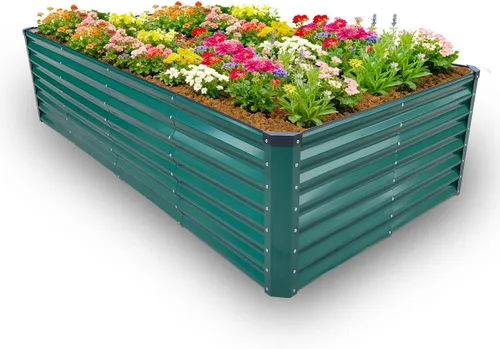 Vista 26 de GARDMAX 2x2x1FT Galvanized Round Raised Garden Bed Kit, Metal Planter Boxes Outdoor with Easy Assembly, Large Garden Bed for Vegetables, Fruits