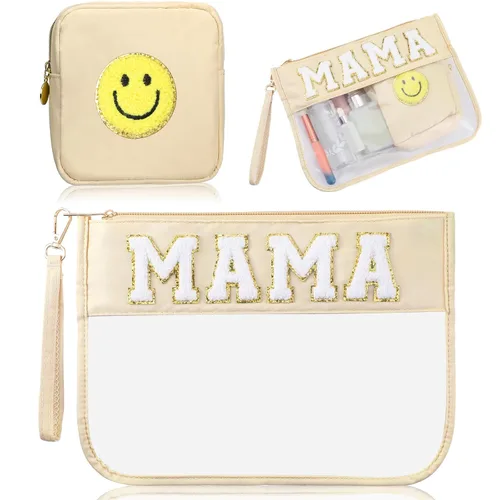 Vista 21 de Hillban Juego de 2 bolsas de bebé de chenilla, bolsas de letras de chenilla, bolsa de maquillaje, bolsa de viaje para bebé, impermeable, portátil