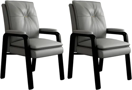 Vista 34 de PU Leather Conference Chair with Fixed Arms High-Back Ergonomic Mahjong Chair Chess Card Room Backrest Computer Chair Long-Term Sitting Mahjong