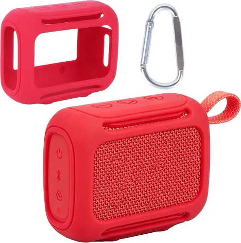 Vista 25 de Funda de silicona Lebakort compatible con altavoz portátil JBL GO 4 (Funda negra)