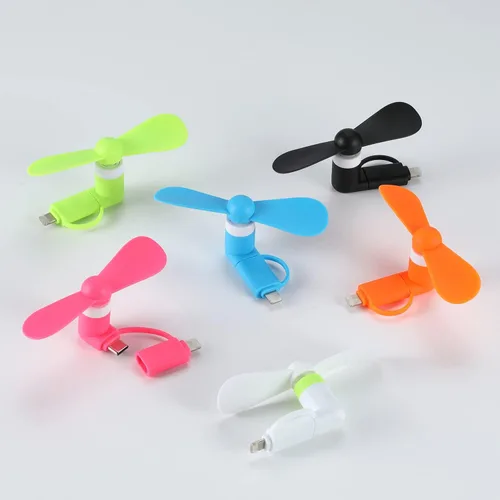 Vista 7 de Mini Ventilador de Teléfono Celular 2 en 1 Ventilador Compatible con iPhone, iPad, Teléfono Inteligente Android, Tableta - Colorido y Potente