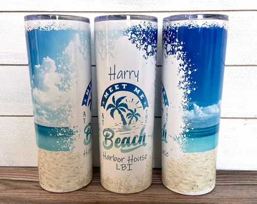 Vista 4 de AVITO Vaso personalizado para vacaciones en la playa, vaso delgado de 20 onzas con tapa y pajita, tazas de vacaciones familiares, regalo de viaje
