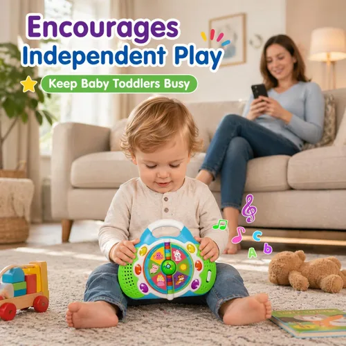 Vista 2 de KIZZYEA Juguetes de aprendizaje Montessori para niños y niñas de 1, 2, 3 años, juguete musical de alfabeto para niños pequeños, juguetes educativos