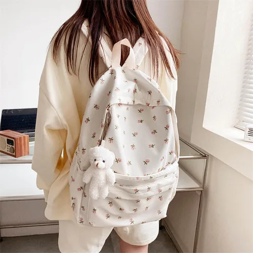Vista 2 de Graywhsky Bolsa para niñas, bolsas escolares para escuela japonesa, escuela al vapor, bolsas y mochilas, mochila para hombres y trabajo, Blanco-C