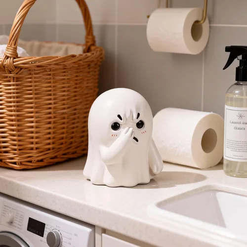 Vista 7 de Figura pequeña de fantasma con nariz de sujeción, bonita estatua de baño de fantasma, decoración de Halloween para interiores, para escritorio