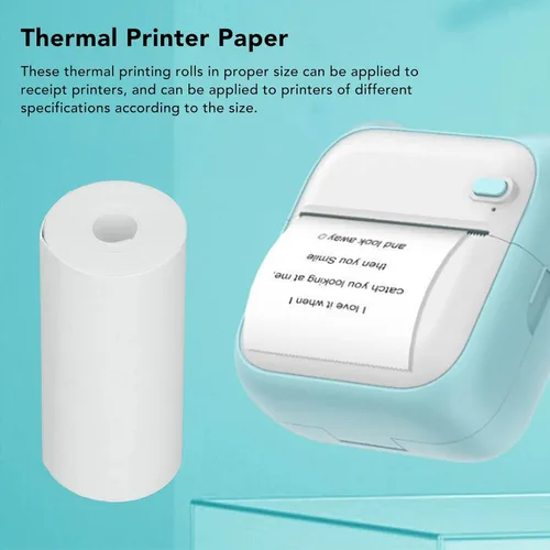 Vista 2 de Rollos de papel térmico, 2.24 x 0.98 pulgadas, blanco, paquete de 10, para impresoras pequeñas
