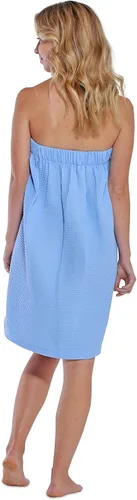 Vista 6 de Turquaz Batas de gofres ligeras hasta la rodilla para mujer, spa, baño, gofres