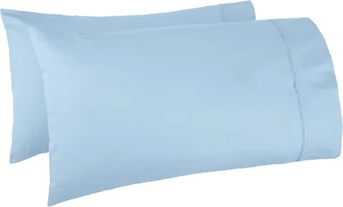 Vista 16 de Amazon Basics Juego de 2 fundas de almohada de 400 hilos, 100 % algodón, suaves, tejido satinado, resistentes a las arrugas, tamaño estándar, 20 x