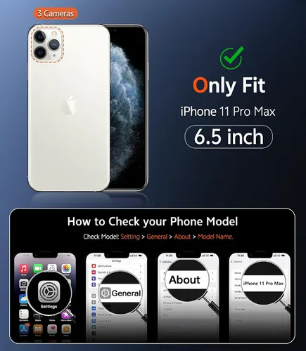 Vista 2 de FNTCASE para iPhone 11 Pro-Max: Funda de teléfono magnética transparente Compatible con Magsafe, delgada, antiamarillamiento, grado militar