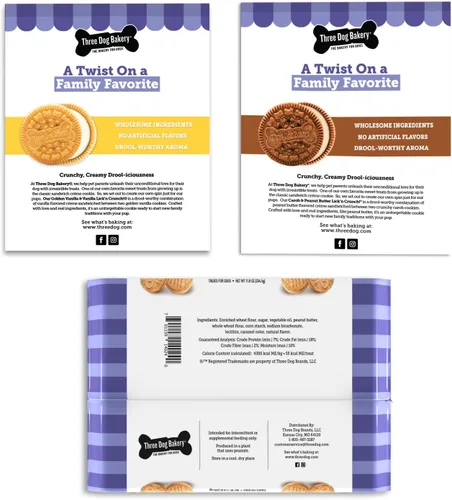 Vista 2 de Three Dog Bakery Paquete de golosinas para perros Lick'n Crunch! - Paquete de 3
