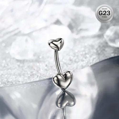 Vista 3 de Melighting Titanium Belly Button Ring 14G Heart Belly Ring Internally Threaded G23 Titanium Navel Piercing Hoop Navel Barbell Body Piercing Jewelry