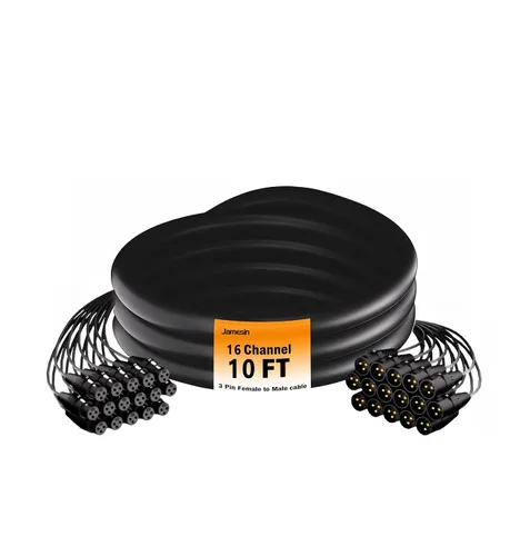 Vista 9 de Jamesin Cables XLR de 4 canales de 6 pies macho a hembra, cable de serpiente con etiqueta digital y cable de audio de micrófono codificado por