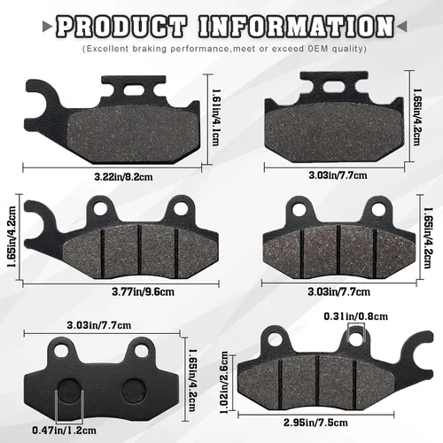 Vista 3 de Pastillas de freno Kabing delanteras y traseras para Yamaha Rhino 660 YXR660 4x4 2004-2007 Rhino 450 YXR450 4x4 2006-2009 Raptor 700 700R YFM700