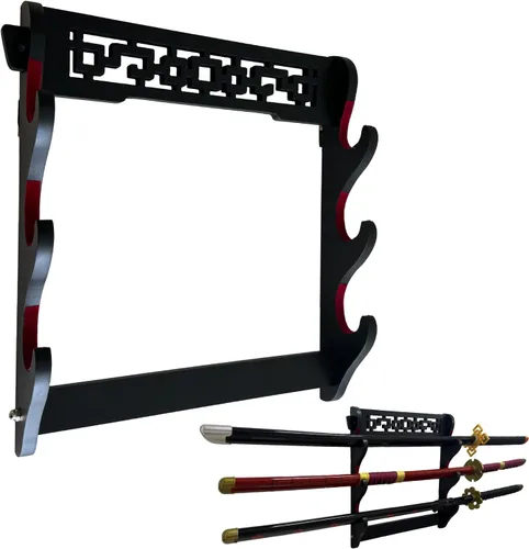 Vista 8 de Soporte para Espada Katana Montaje de Pared - Soporte para Katana de 1 Nivel Acolchado de Terciopelo Estante Samurái Estante de Exhibición de Espada