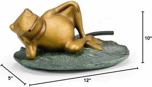 Vista 5 de Aquascape Lazy Frog on Lily Pad Spitter Fuente para estanques y jardines acuáticos, 78311