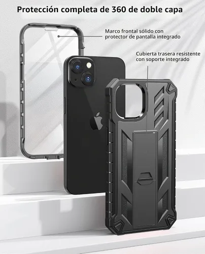 Vista 6 de SOiOS - Funda para iPhone 13, 14 y 15, con protector de pantalla integrado, color negro