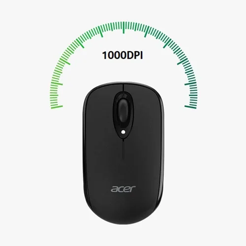 Vista 3 de acer Ratón negro óptico Bluetooth 1000DPI PC con Windows y certificado funciona con Chromebook Totalmente cubierto en un cuerpo protegido