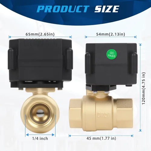 Vista 7 de Válvula de Bola Motorizada de Latón de 1/2" - Válvula de Agua Eléctrica de 2 Cables con Retorno Automático, Válvula de Bola Automática de 9-24V