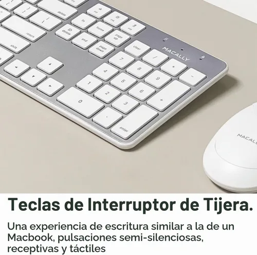 Vista 5 de Macally Teclado USB ultradelgado con cable con teclado numérico para Apple Mac Pro, MacBook Pro/Air, iMac, Mac Mini, computadoras portátiles