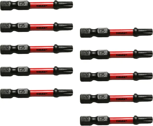 Vista 53 de TMAX Juego de puntas de destornillador de cabeza de estrella T6 Torx de 25 piezas, acero S2 de 6 puntos T-6 puntas de inserción de destornillador