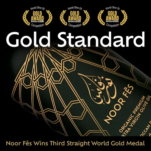 Vista 4 de NOOR FÈS EVOO Set de regalo Más de 20 premios USDA Orgánico 584 mg/kg de alto en polifenoles Virgen extra Finca de origen único Aceite