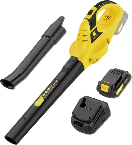 Vista 8 de Leisch Life Soplador de hojas inalámbrico, soplador de hojas eléctrico de mano de 21 V con 2 baterías de 2.0 Ah y cargador, soplador de hojas ligero