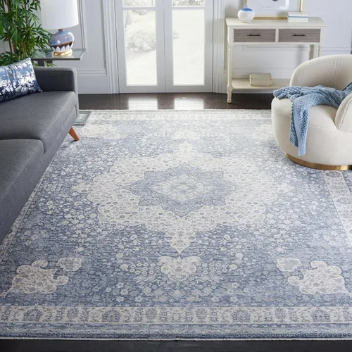 Vista 7 de SAFAVIEH Winston Collection - Alfombra de pasillo, 2 pies 2 pulgadas x 8 pies, color azul y crema, diseño envejecido, no desprende pelusa y de fácil