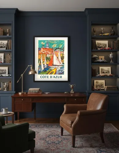 Vista 4 de Côte D'Azur - Menton France - Póster de viaje vintage por Roger Marcel Limouse c.1965 - Impresión artística maestra (sin marco) 6 x 9 pulgadas