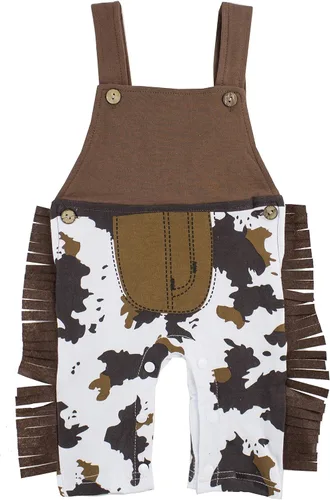 Vista 2 de stylesilove.com Mono vaquero marrón para bebé, sombrero y pañuelo, 3 piezas